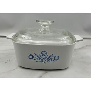 Corning Ware Blue Cornflower 1 Quart Square Casserole Dish with Glass Lid P-1-B